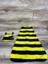 Cuddle Club 2pc Striped Bee Fleece Sleep Sack & Hat Yellow sz 0-3m