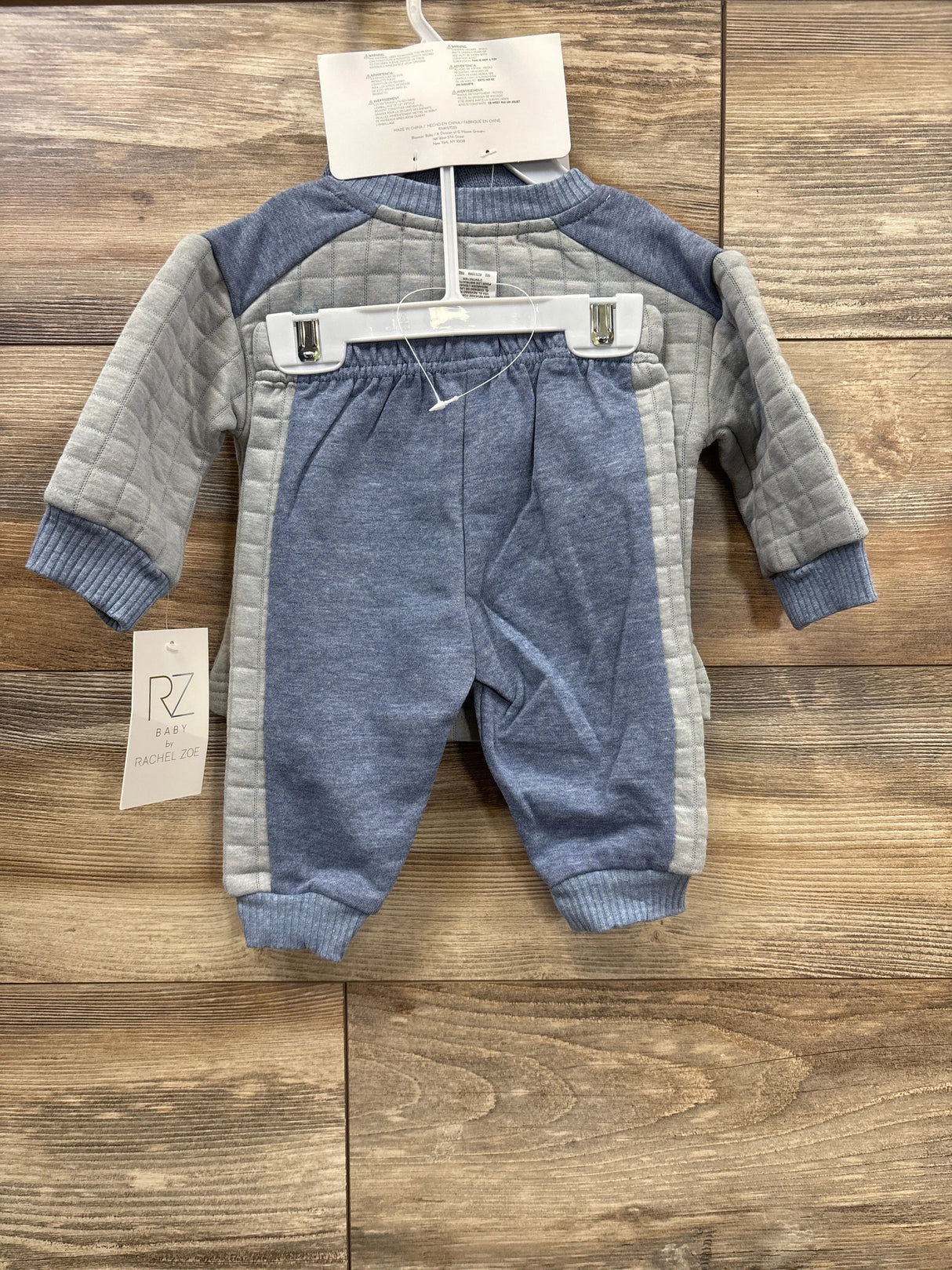 NEW Rachel Zoe 3pc Quilted Sweatshirt & Joggers Set Blue sz 6-9m