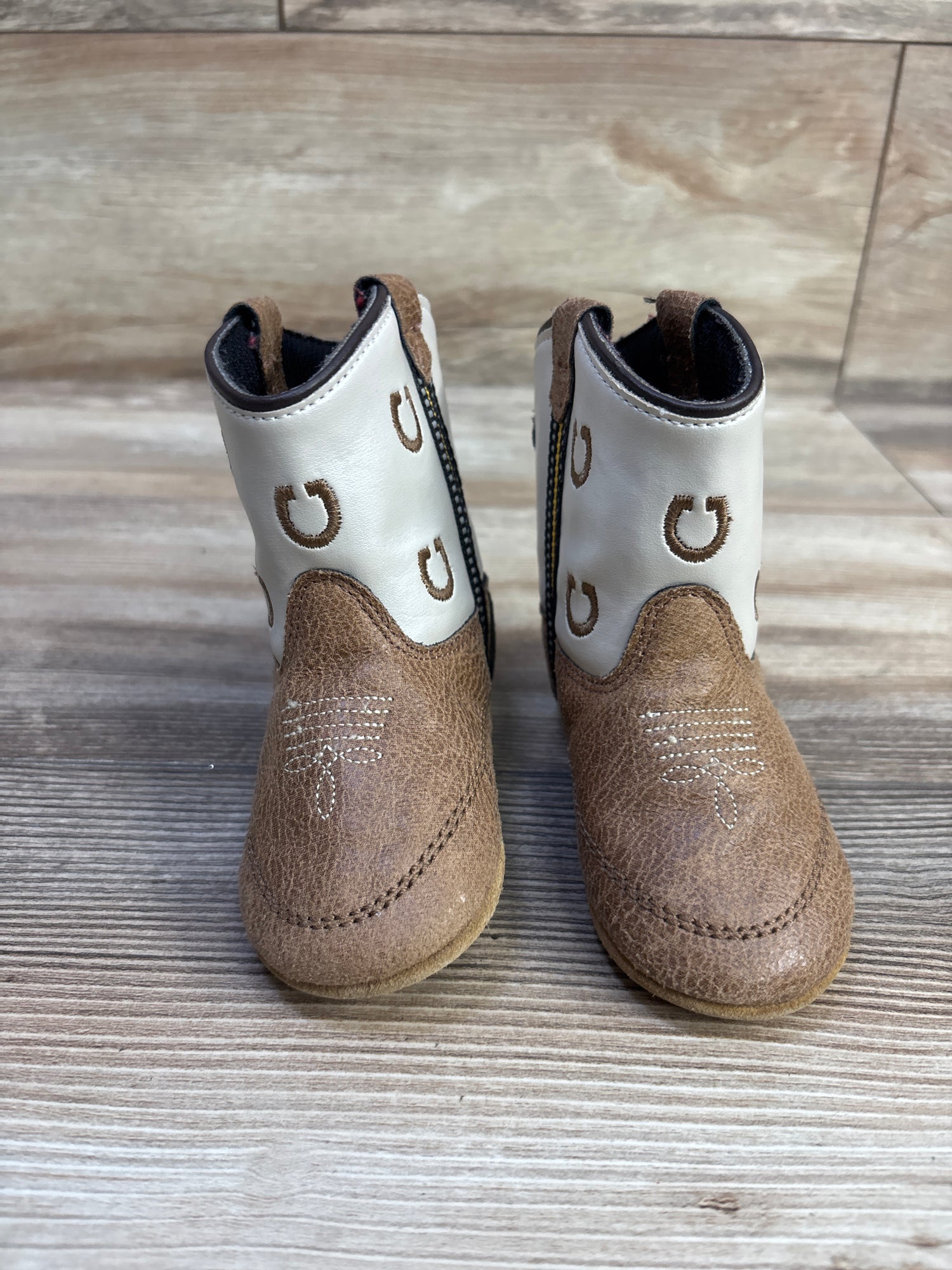 Boot Barn Luke Little Horseshoe Western Boots Cream sz 4c