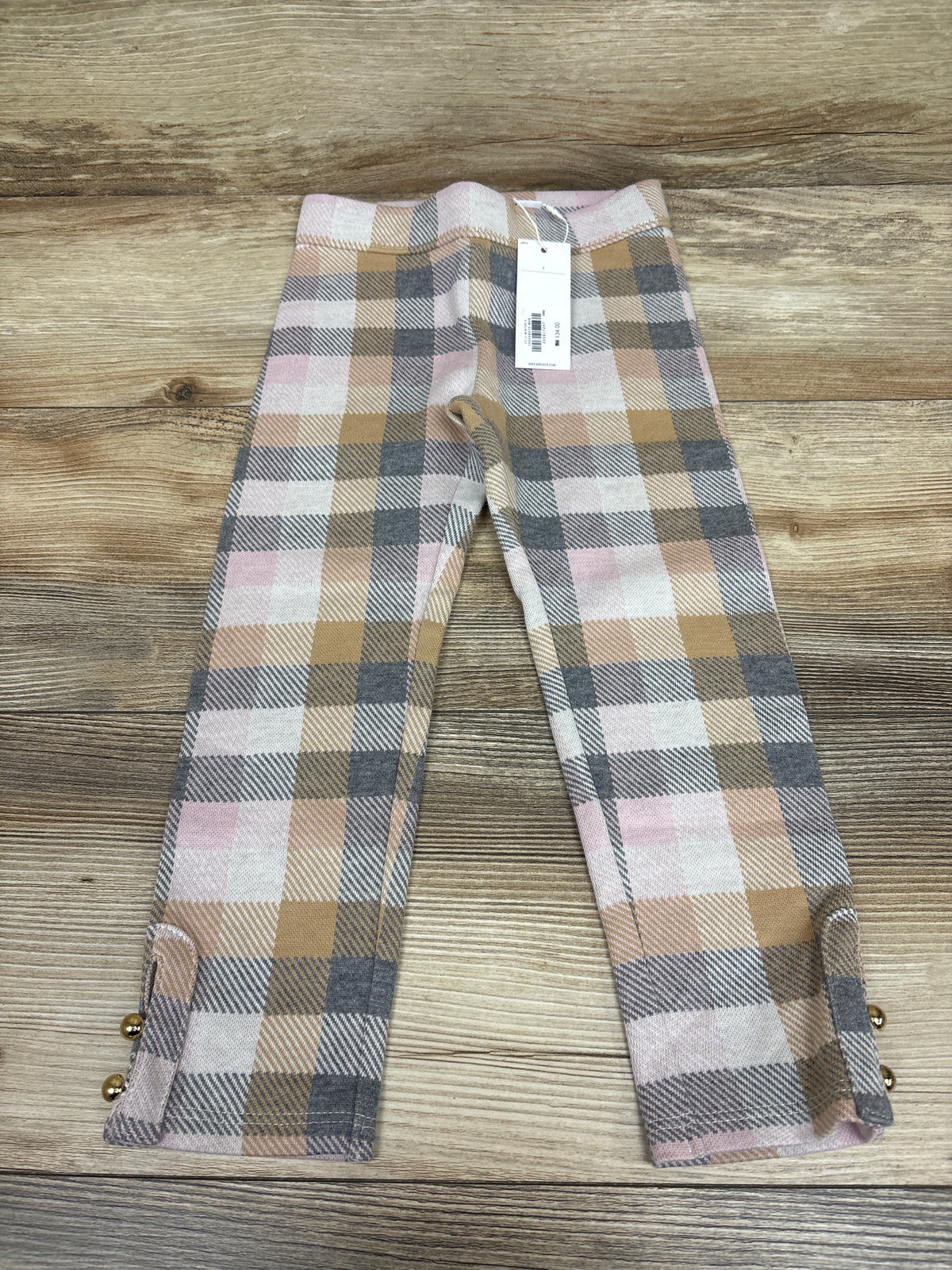 NEW Janie & Jack Button Cuff Ponte Pants in Fox Plaid sz 3T