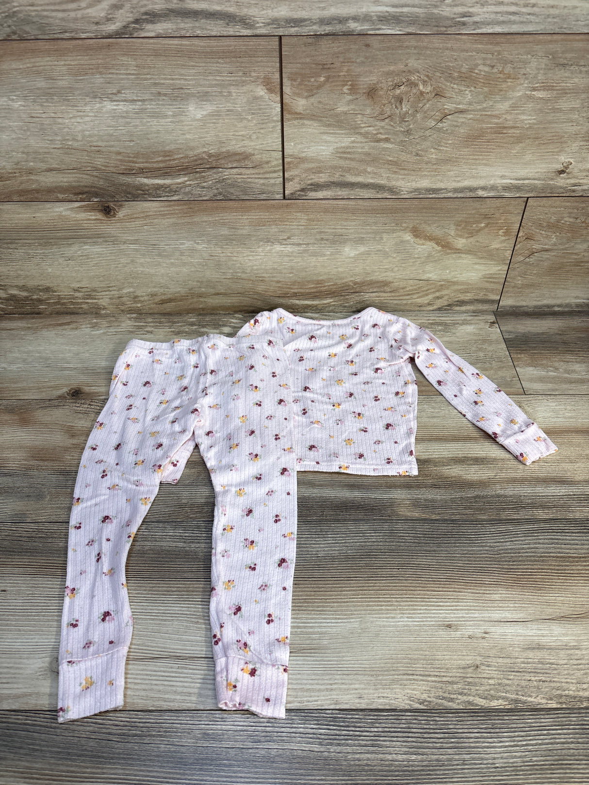 Laura Ashley Ribbed Floral Pajama Set Pink sz 3T