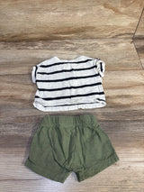 Cat & Jack 2pc Striped Henley Shirt & Shorts Set White sz Newborn
