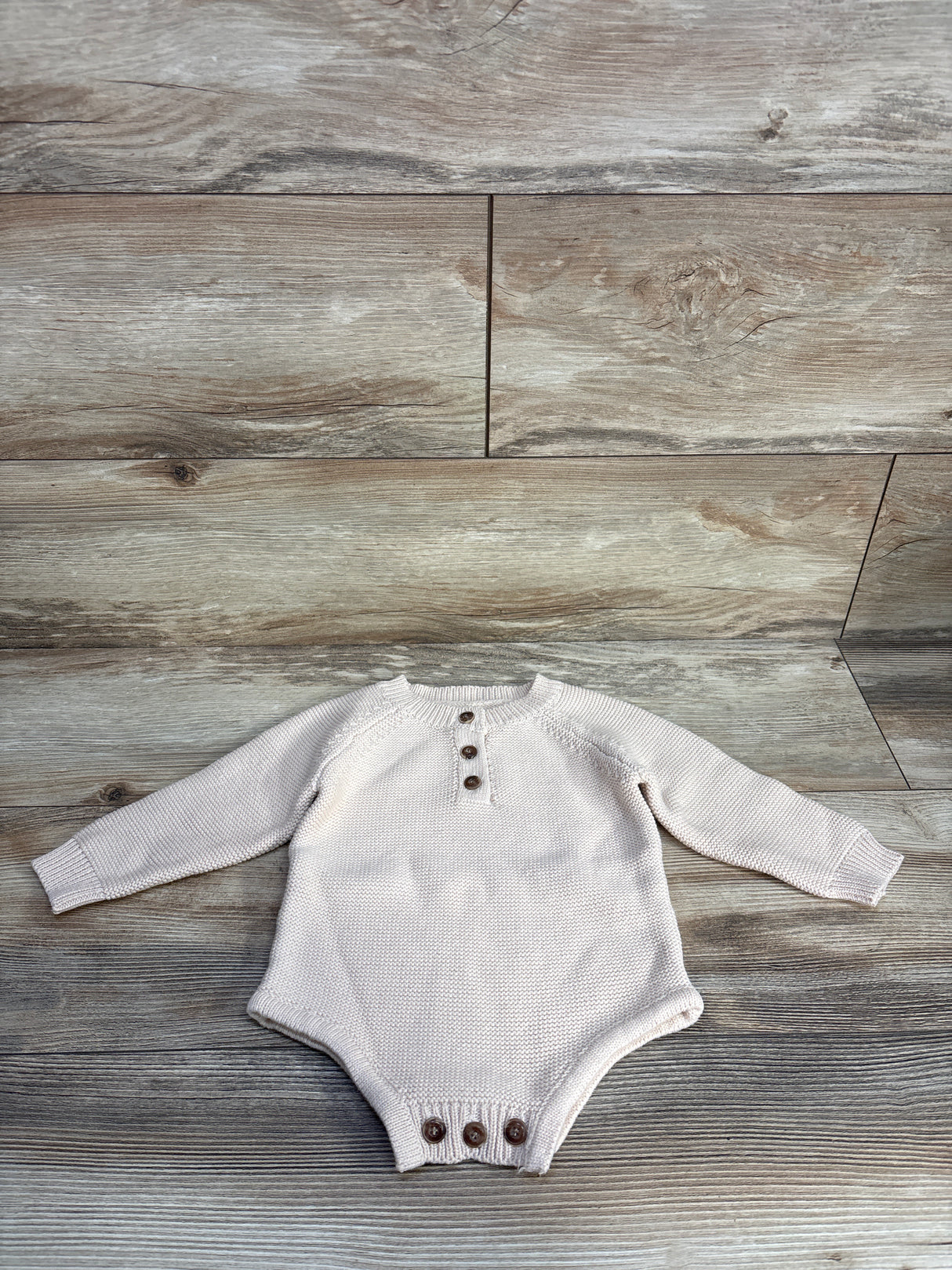 Henley Knit Bubble Sweater Romper Cream sz 9-12m