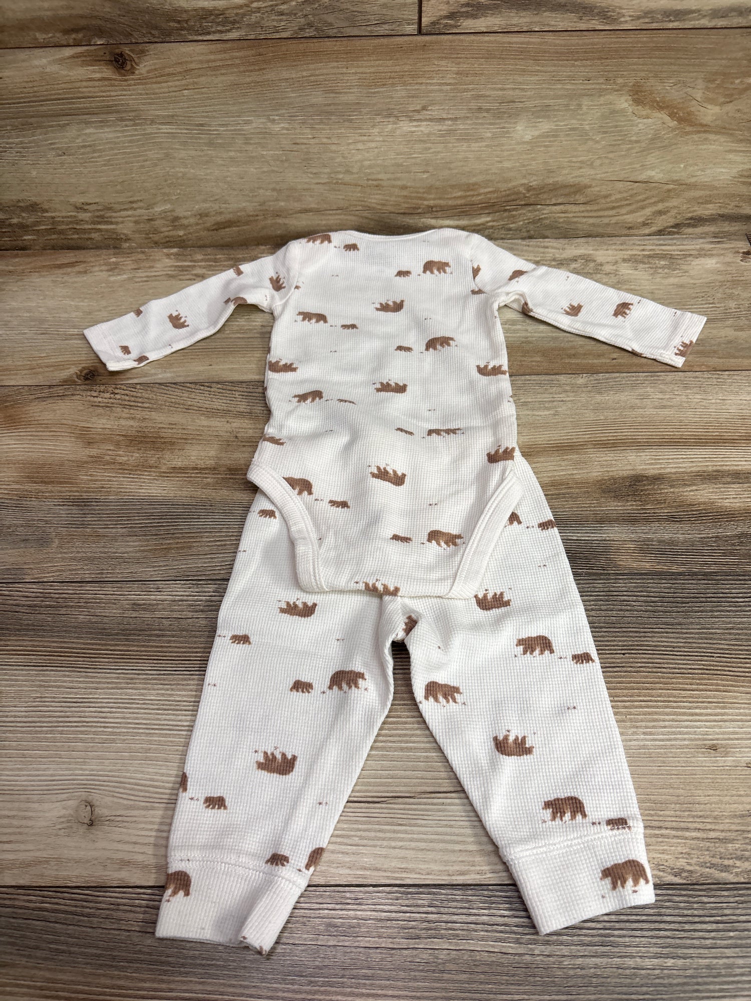 Just One You 2pc Waffle Knit Bodysuit & Bottoms Set White sz 6m