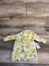 NEW Hudson Baby Lemon Print Hooded Bathrobe White sz 0-9m