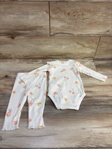 Pekkle 2pc Ribbed Bodysuit & Pants Set Ivory sz 6m