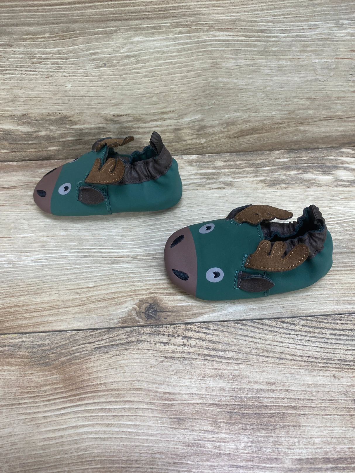 Wonder Nation Baby Boys Forest Animal Moose Slippers Green Sz 4c