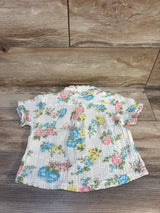 Laura Ashley Gauze Floral Button Up Shirt White sz 5T