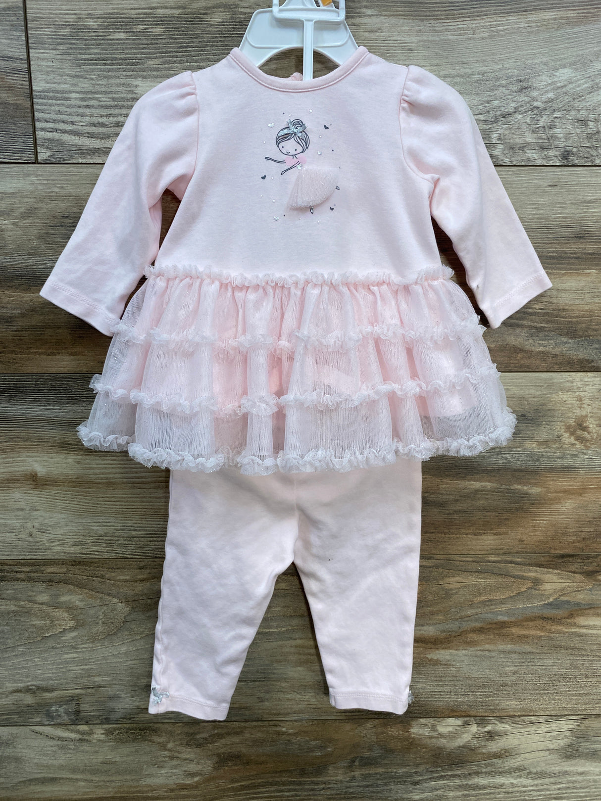 Little Me Tulle Top & Leggings Set Pink sz 12m