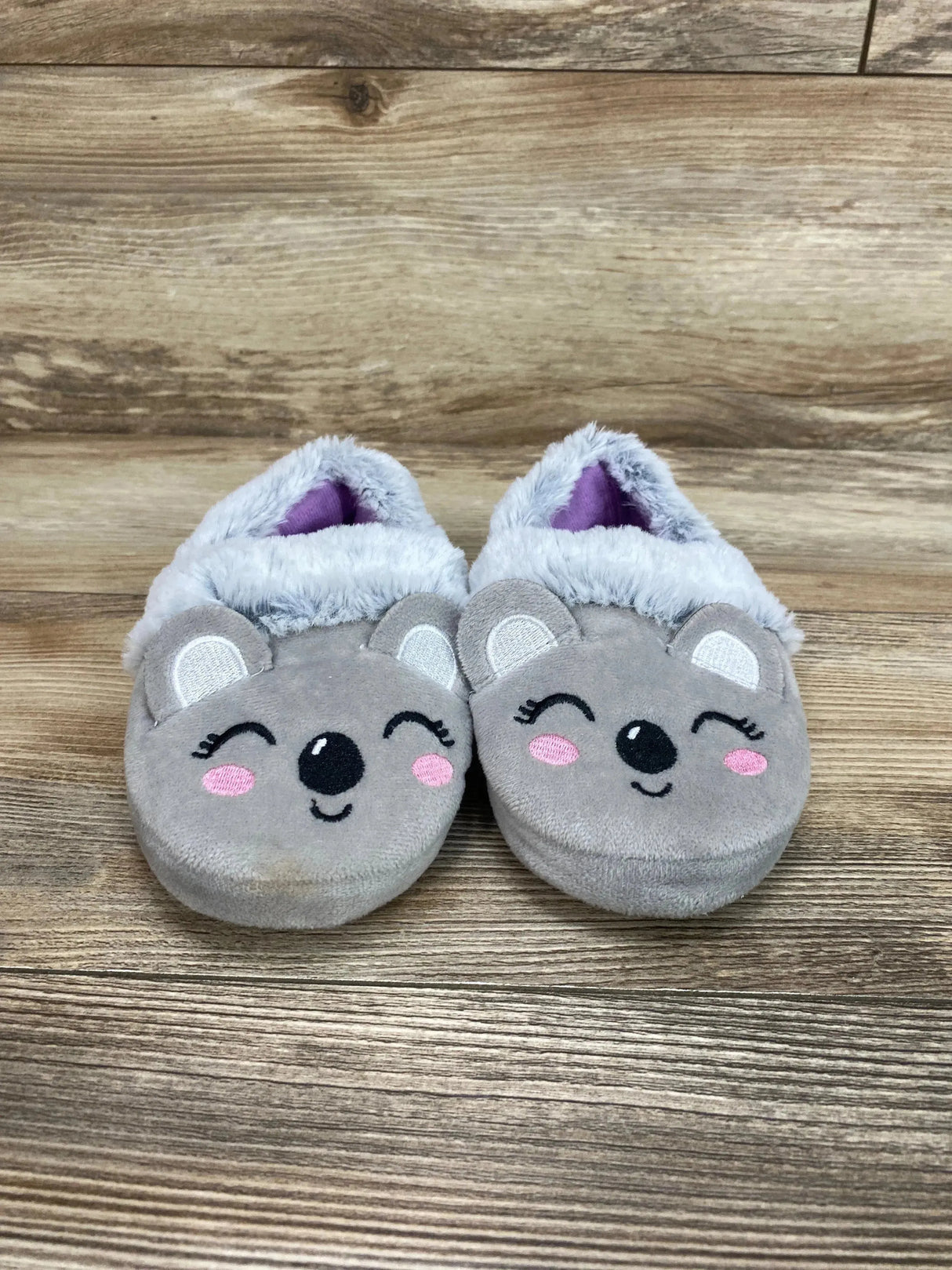 Koala Plush Slippers Grey sz 9/10c