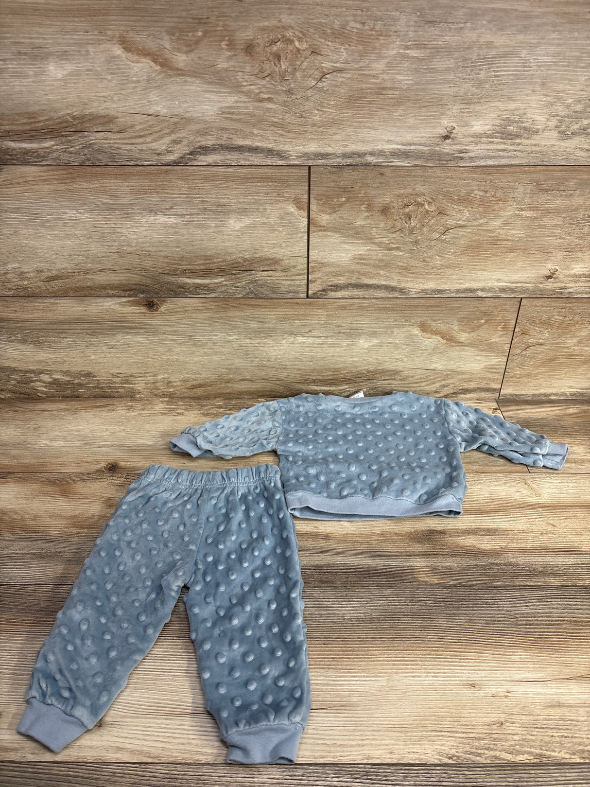 Le Top Bebe 2pc Minky Dot Sweatshirt & Joggers Set Blue sz 6-9m