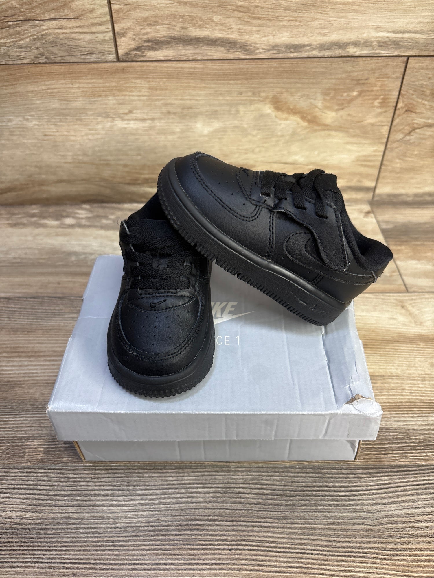 Nike Force 1 Low EasyOn TD 'Black' Sneakers sz 7c