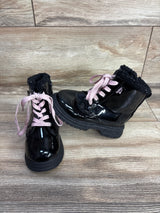 OshKosh Fur-Lined Patent Leather Lace-Up Boots Black sz 7c