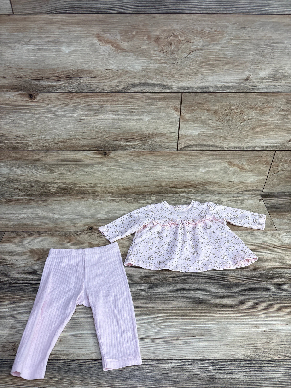 Little Me 2pc Long Sleeve Shirt & Ribbed Leggings Pink sz 9m