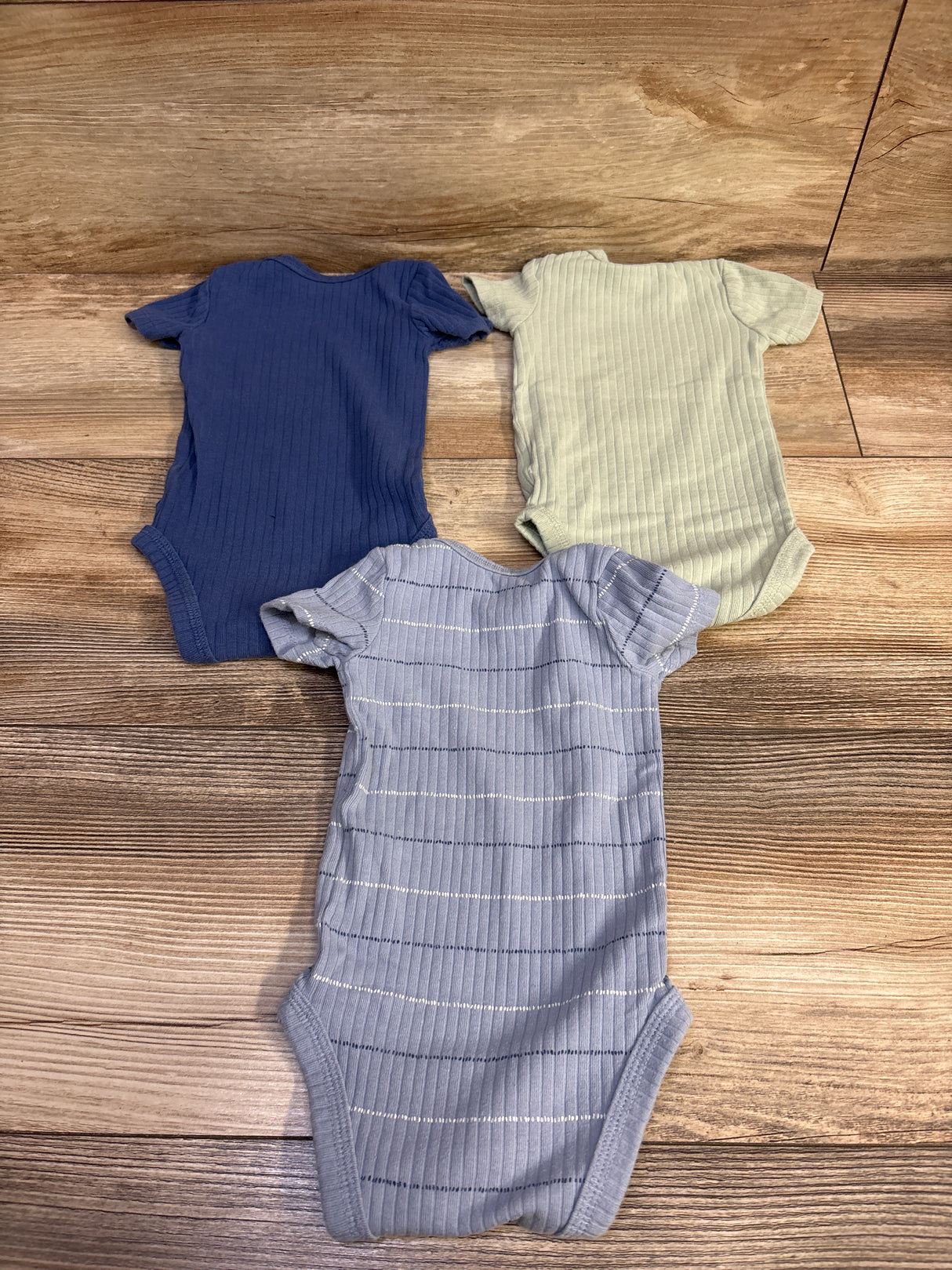 Just One You 3pk Ribbed Bodysuits Blue sz Newborn