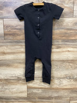 Little Bipsy Classic Snap Up Cotton Romper Black sz 18-24m