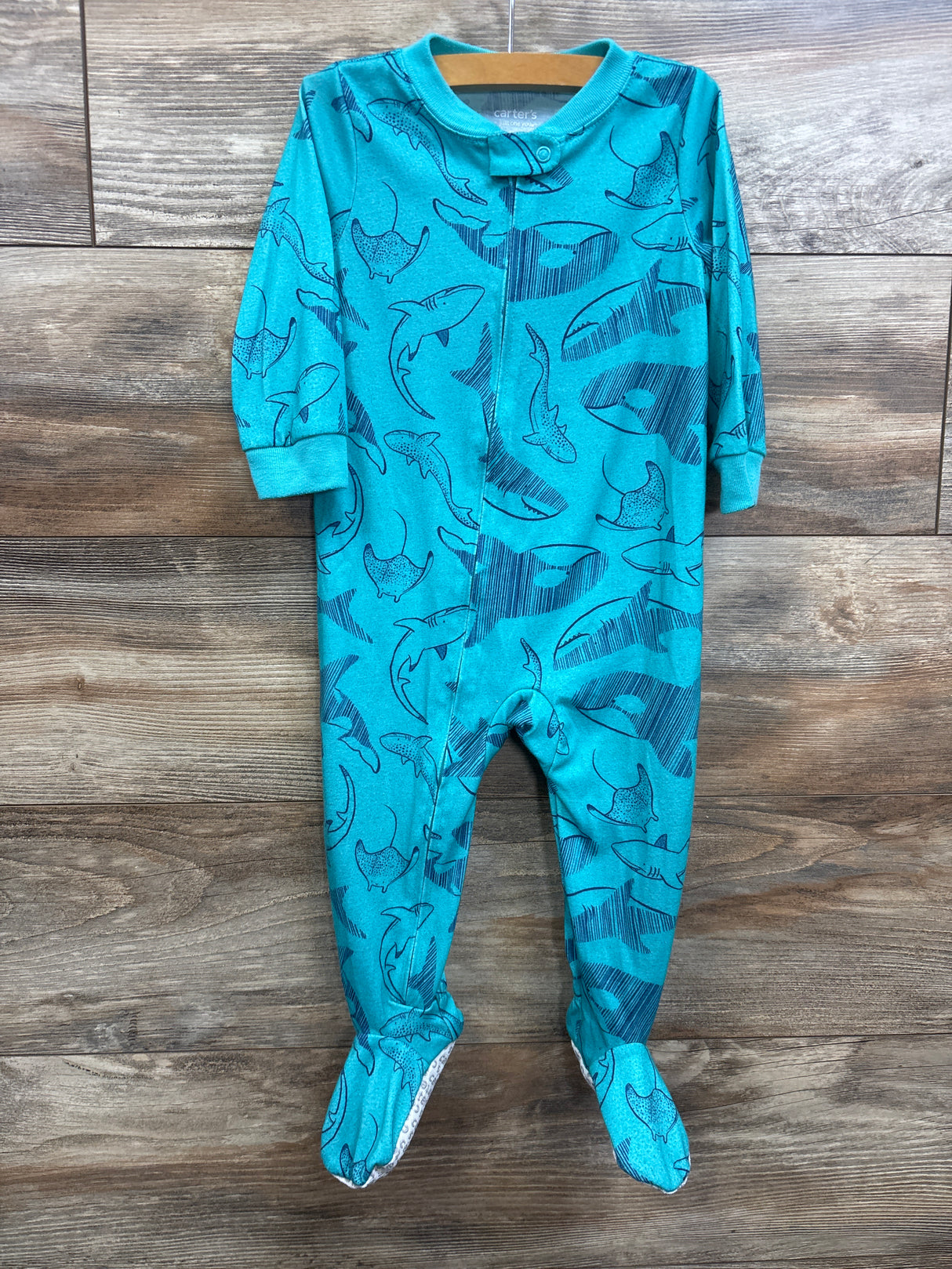 Just One You Shark Print Sleeper Blue sz 18m