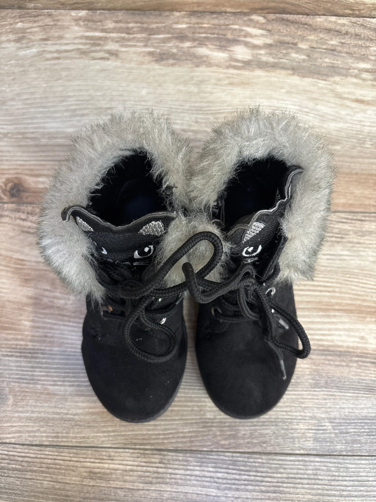 Fabkids Fur Lined Cat Face Boots, Black sz 7c