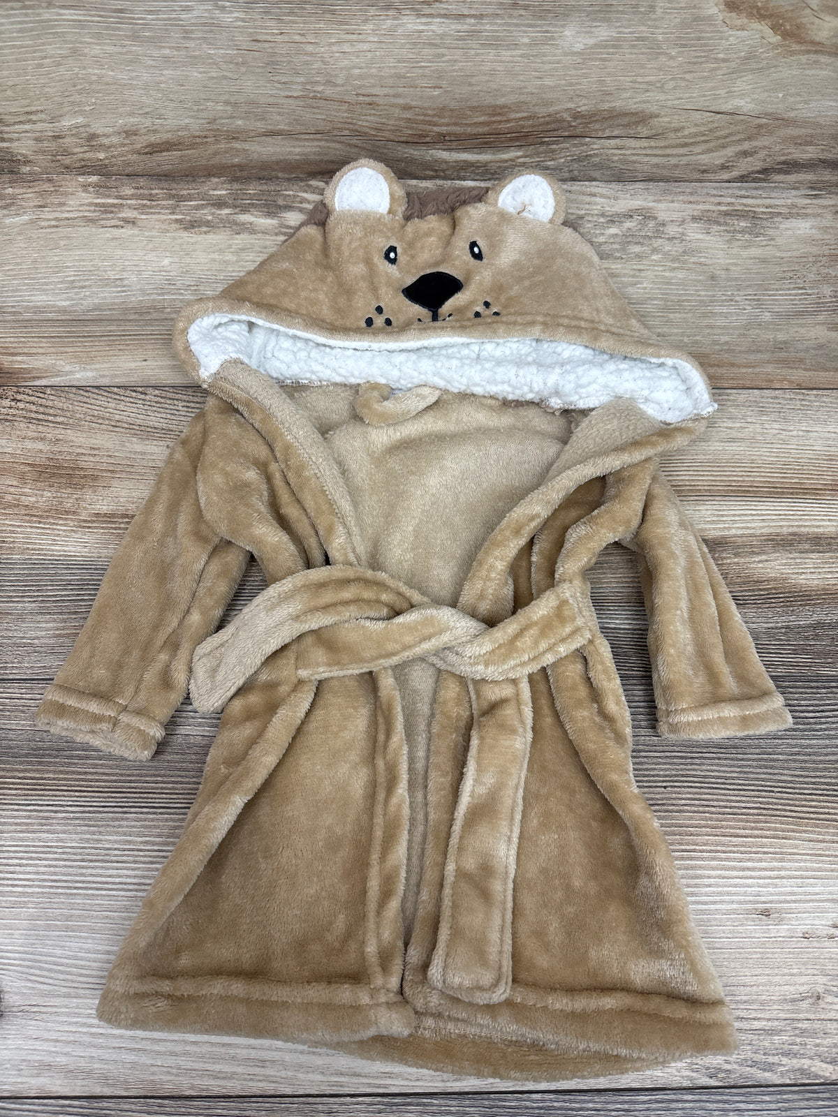 Modern Baby Plush Hooded Bath Robe Tan sz 0-9m