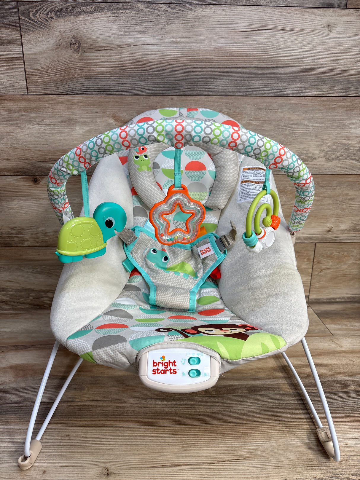 NEW Bright Starts Happy Safari Vibrating Baby Bouncer