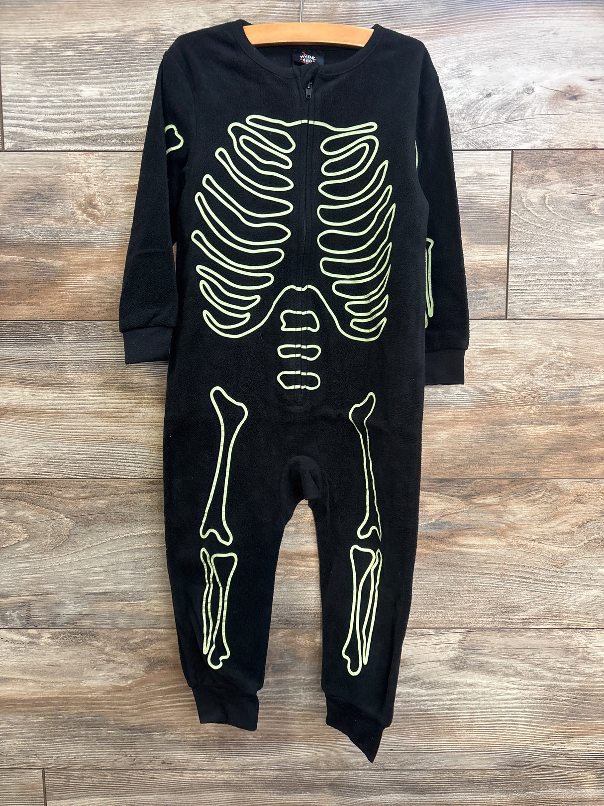 Hyde and Eek! Glow in the Dark Skeleton Blanket Sleeper Black sz 2T