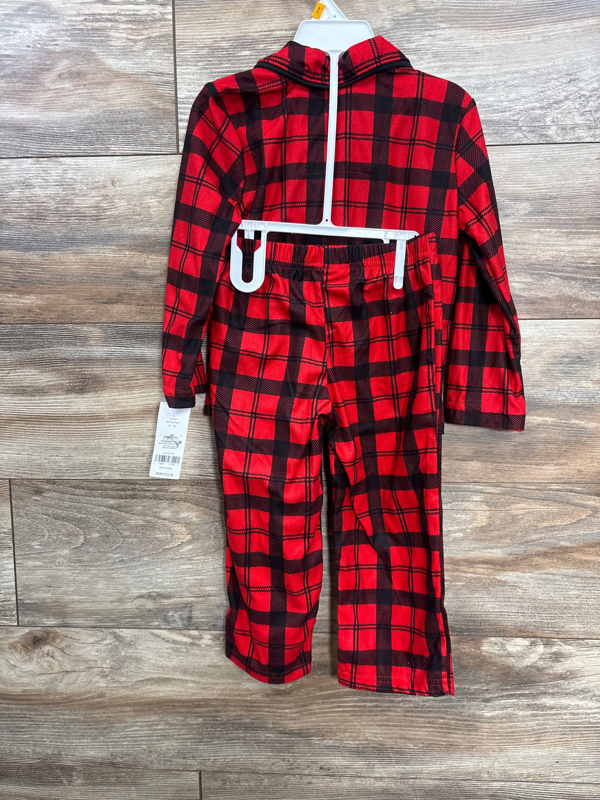 NEW Carter's 2pc Buffalo Plaid Coat Style Pajama Set Red sz 3T