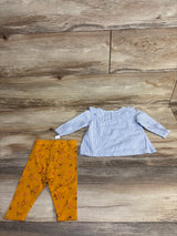 Carter's 2pc Ruffled Striped Shirt & Floral Pants Set Blue sz 6m