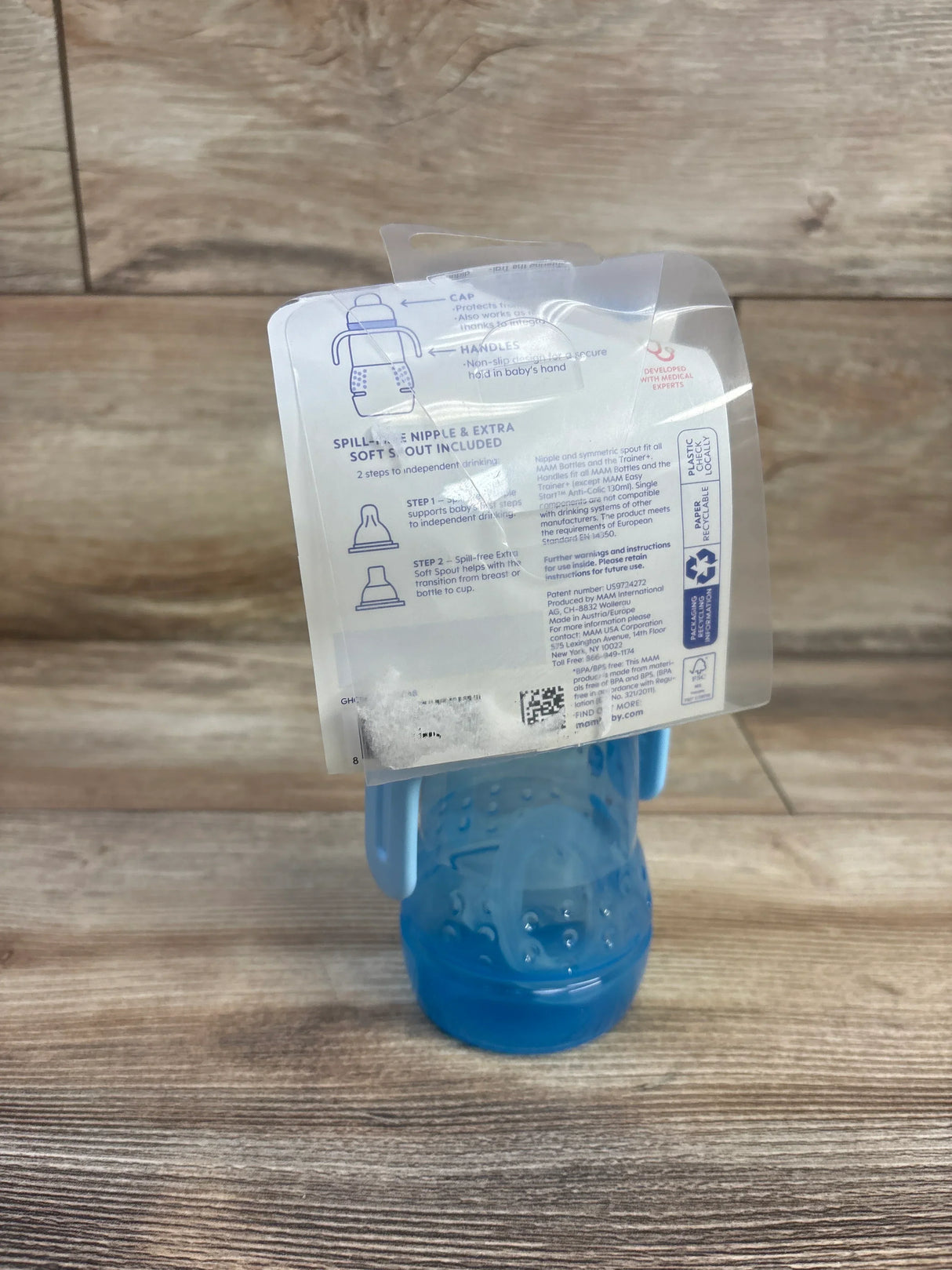 NEW MAM Trainer+ Sippy Cup Blue 8oz