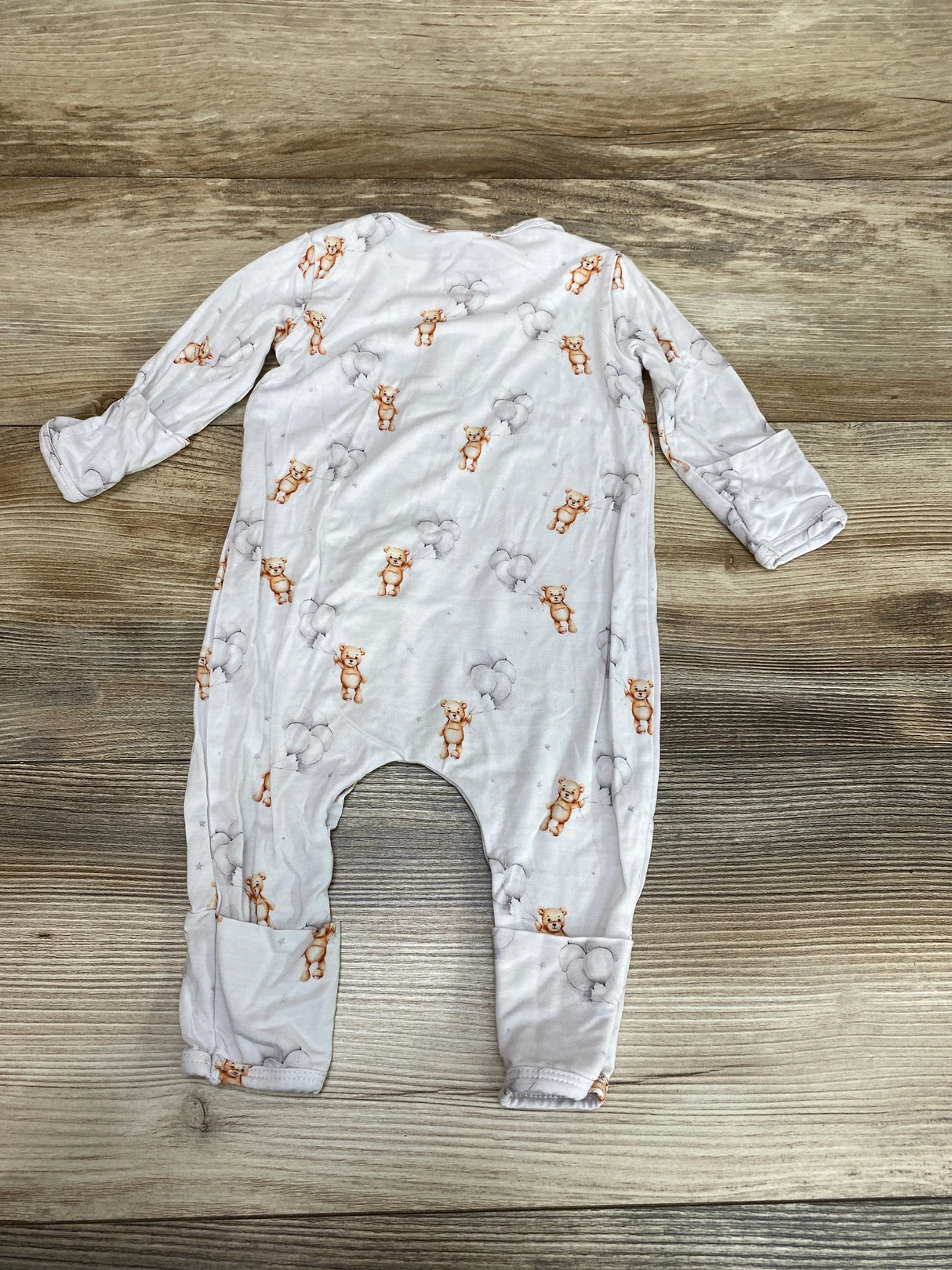 EZ Baby Bear Print Magnetic Sleeper White sz 0-3m