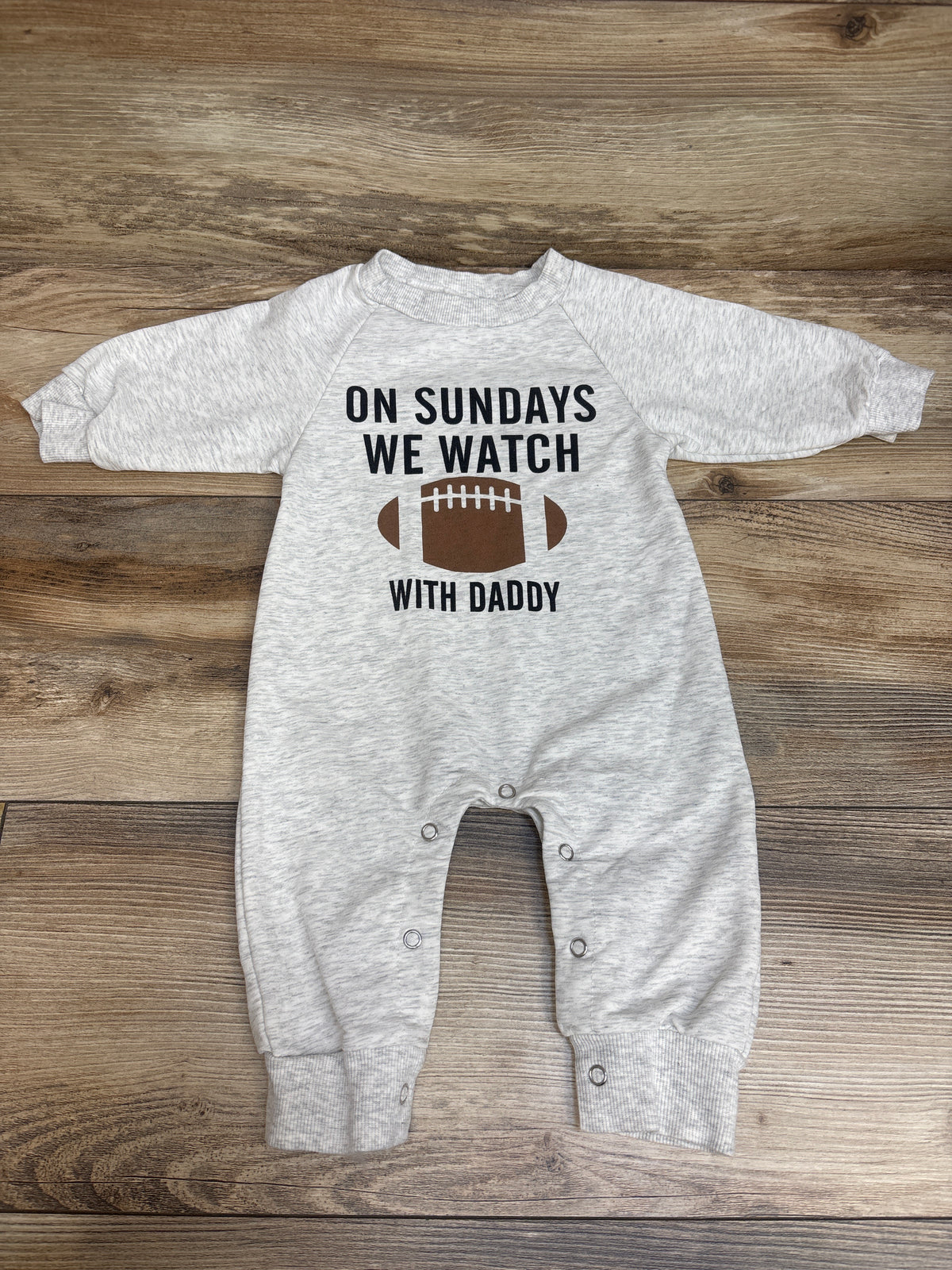 Ikevan On Sundays We Watch Football With Daddy Coverall Grey sz 9-12m