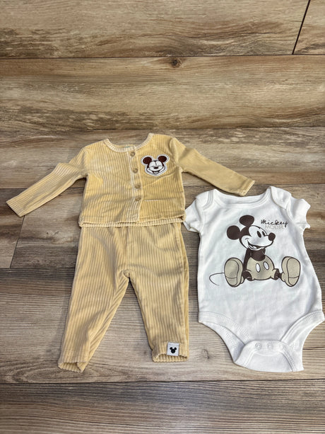 Disney Baby 3pc Mickey Mouse Velour Top & Pants Set Beige sz 0-3m - Me n Mommy To Be