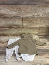 NEW DKNY 3pc Teddy Fleece Jacket, Bodysuit, & Footed Pants Set Tan sz 6-9m