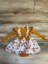 2pc Ribbed Bodysuit & Floral Dress Set Orange sz 12-18m