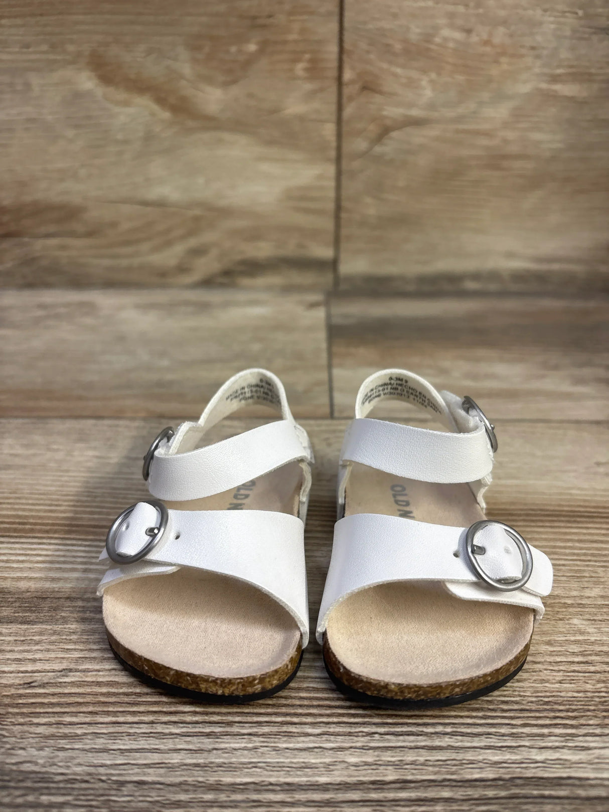 Old Navy Faux-Leather Double-Buckle Sandals White sz 1/2c