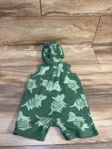 Carter's Dinosaur Hooded Henley Shortie Romper Green sz 6m