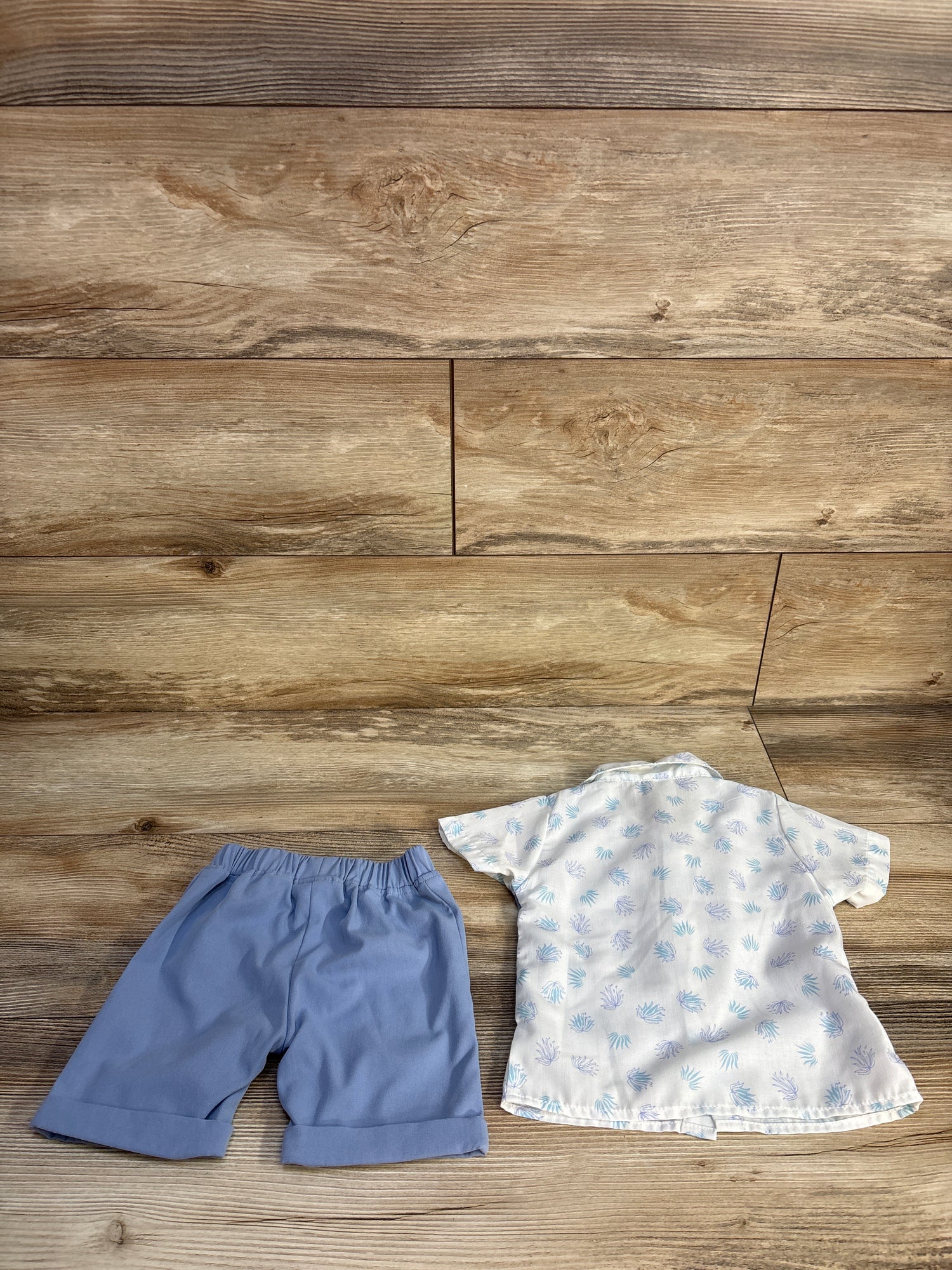 2pc Faux Vest Button-Up Shirt & Shorts Set White sz 9-12m