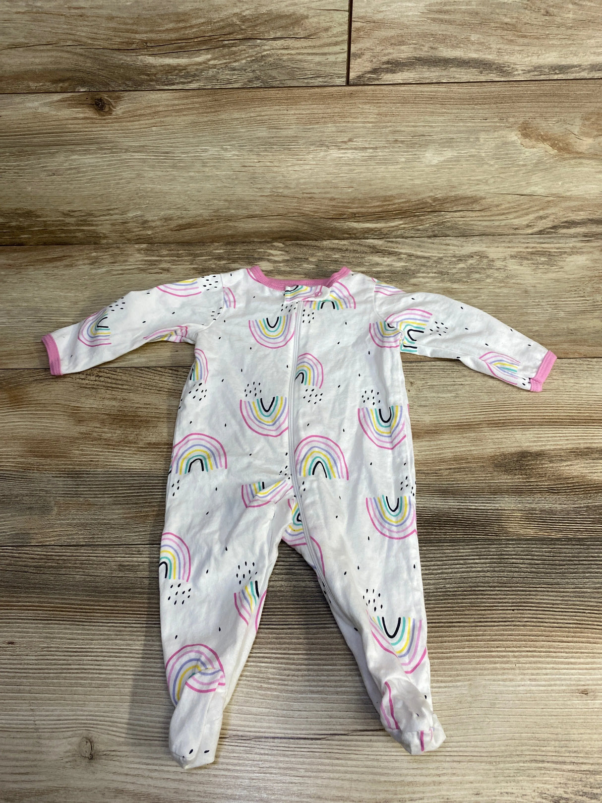 Rainbow Print Ringer Sleeper White sz 0-3m