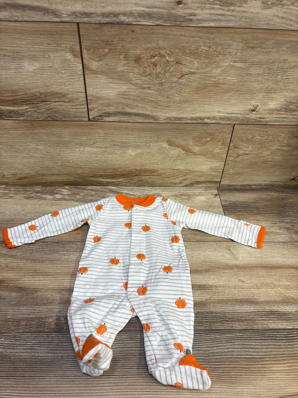 Simple Joys Striped Pumpkin Snap Sleeper White sz Newborn