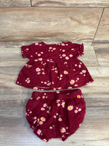 Cat & Jack C2pc Gauze Peplum Top & Bloomers Set Maroon sz 6-9m
