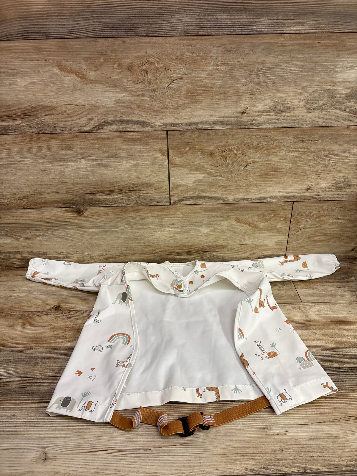 Bibado Coverall Weaning Bib in Serengeti Spaghetti White sz 6-36m