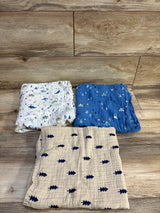 Cloud Island 3pk Muslin Swaddle Blankets
