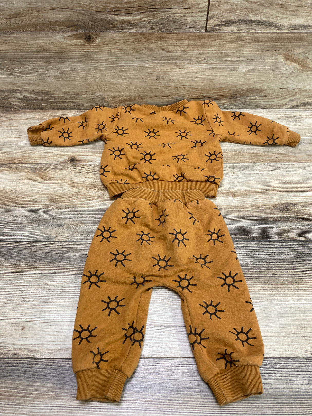 2pc Sun Print Sweatshirt & Pants Brown sz 9-12m