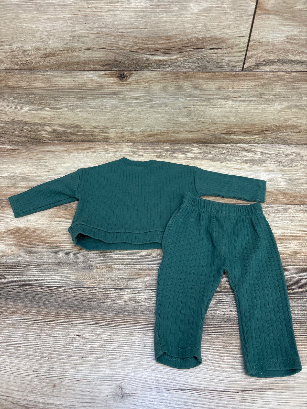 Disney Baby 2pc Mickey Mouse Ribbed Long Sleeve Shirt & Pants Set Green sz Newborn