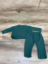 Disney Baby 2pc Mickey Mouse Ribbed Long Sleeve Shirt & Pants Set Green sz Newborn