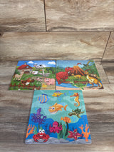 NEW Slotic 3pk Wooden Jigsaw Puzzles - Dinosaur, Farm, & Ocean