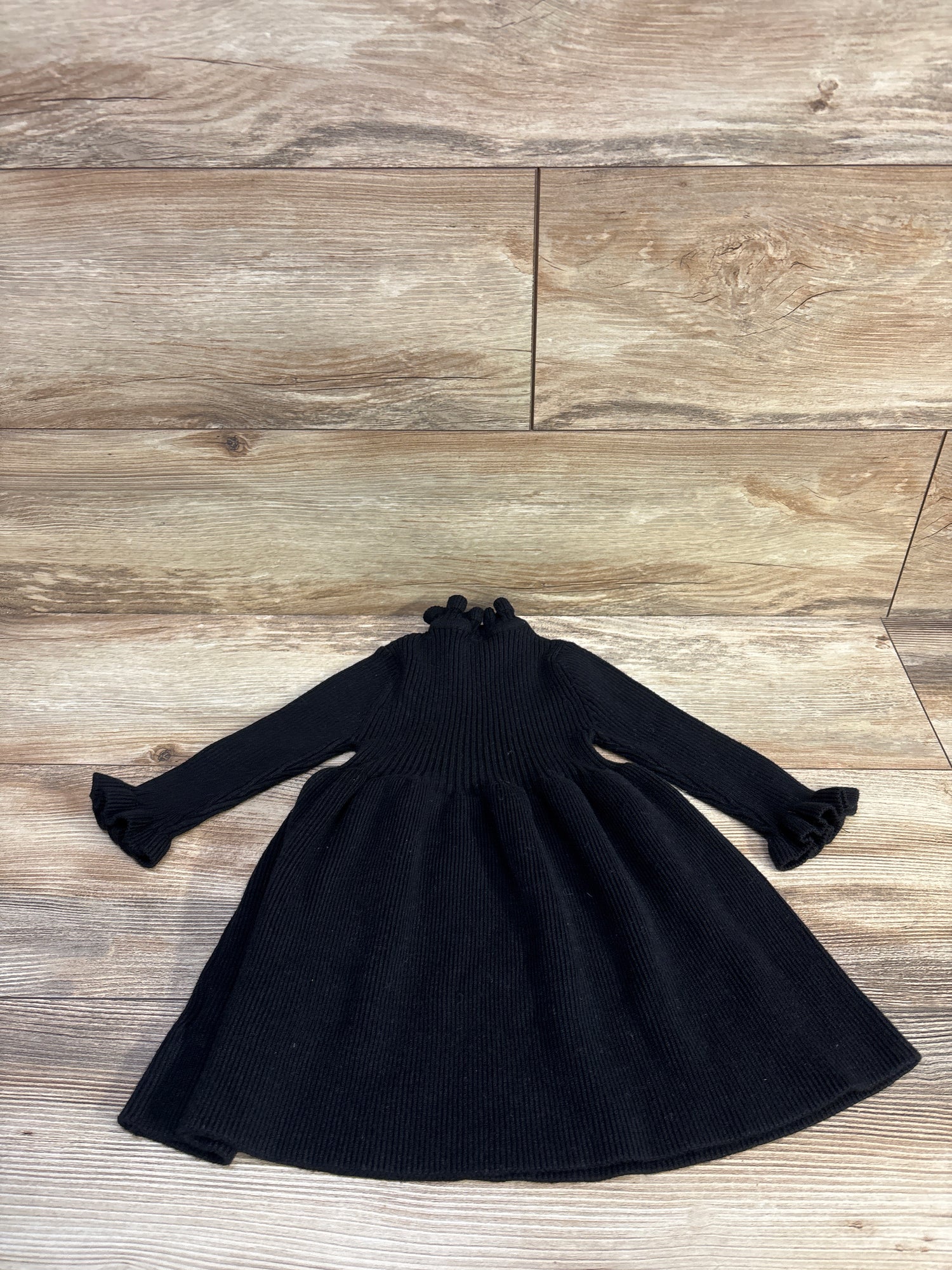 SimpleeKids Long Sleeve Ribbed Knit Sweater Dress Black sz 12-18m