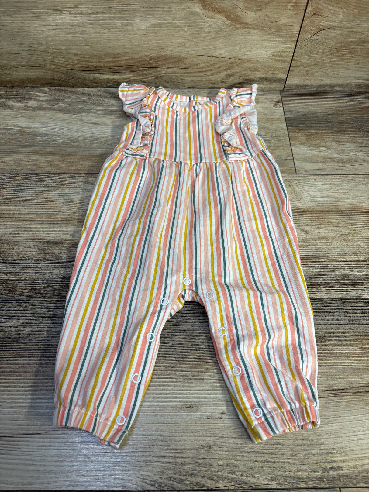 Simple Joys Striped Ruffle Jumpsuit White sz 3-6m