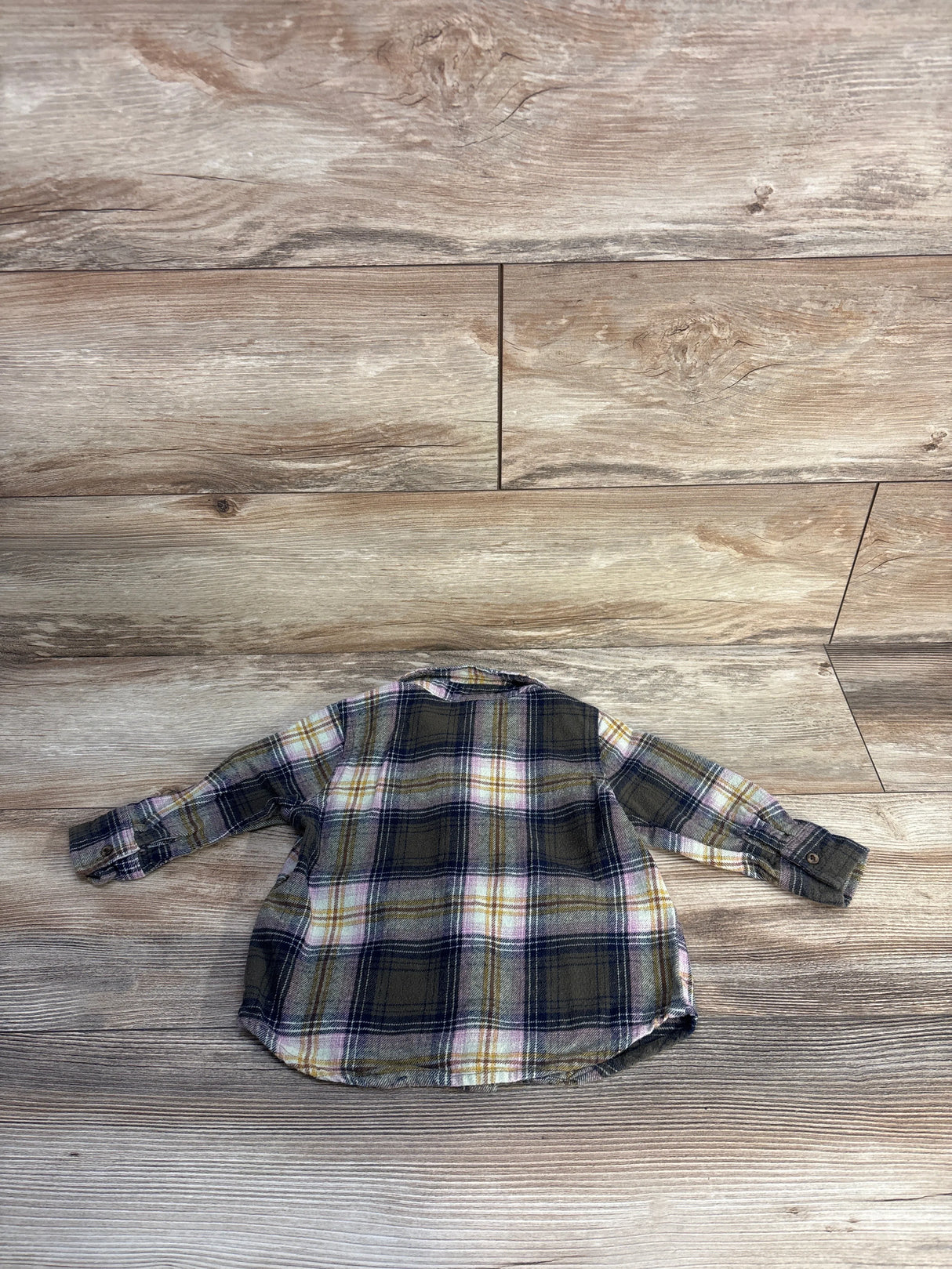 Old Navy Plaid Button Up Flannel Green sz 18-24m