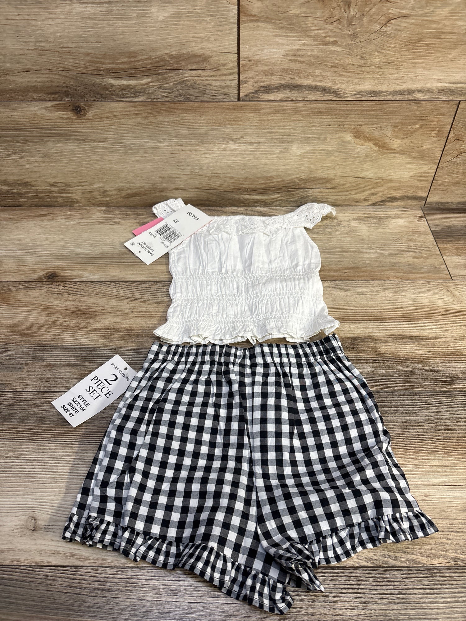 NEW Rare Editions 2pc Smocked Eyelet Top & Skort Set White sz 4T