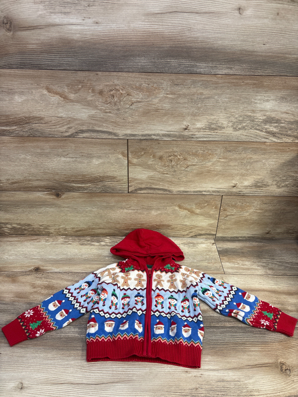 Gymboree Fairisle Zip Up Hooded Sweater Red sz 2T